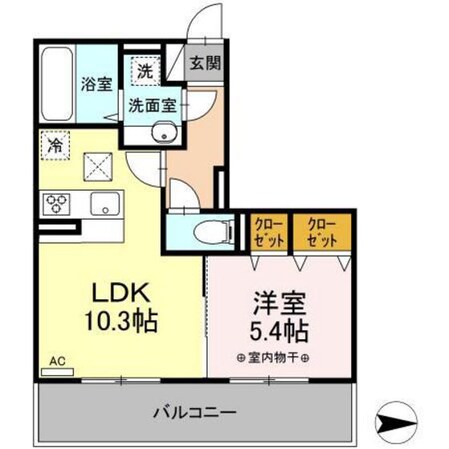 Ｄ－ＲＯＯＭ紅雲町Ｃの物件間取画像